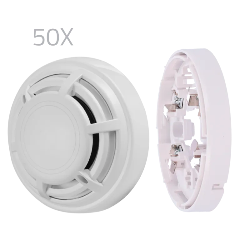Kit 50 detectores térmicos y bases DMTech - Detector convencional termovelocimétrico - Certificado EN54 part 5 - Dobl...