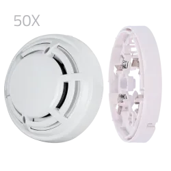 Kit 50 detectores ópticos y bases DMTech - Detector convencional óptico de incendio - Certificado EN54 part 7 - Doble...
