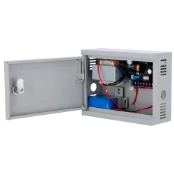 Alimentador para control de acceso - Configurable NO/NC - Salida DC 13.5V / 2A - Caja de metal con cerradura - Baterí...