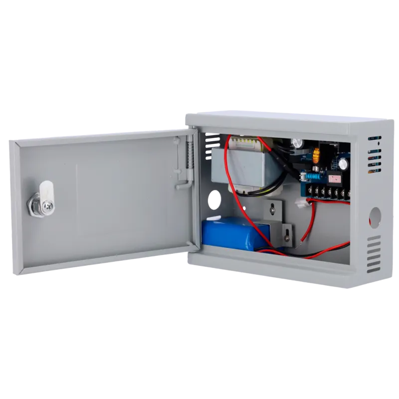 Alimentador para control de acceso - Configurable NO/NC - Salida DC 13.5V / 2A - Caja de metal con cerradura - Baterí...