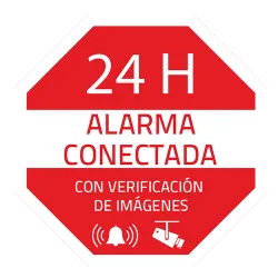 Pegatina de plástico - Serigrafía Alarma conectada - Vinilo impreso laminado - 65 (Al) x 65 (An) mm - Uso interior/ex...