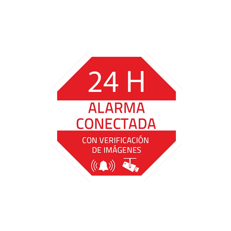 Pegatina de plástico - Serigrafía Alarma conectada - Vinilo impreso laminado - 65 (Al) x 65 (An) mm - Uso interior/ex...