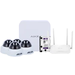 Kit de videovigilancia Ajax - Grabador Ajax de 8 canales - 4 cámaras turret WiFi de 2 Mpx Uniview - Router WiFi de ...