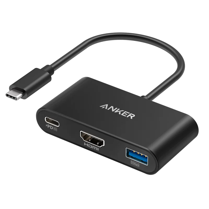 Anker - Hub USB-C 3 en 1 - Admite la carga PD100W - Transferencia de datos de 5Gbps - Admite resolución 4K@30Hz - 1x...