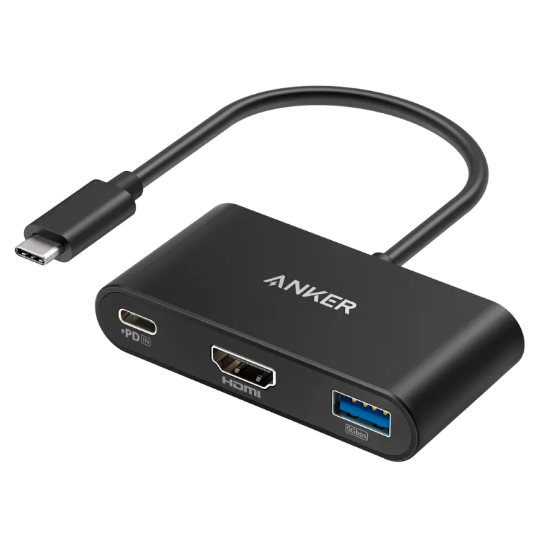 Anker - Hub USB-C 3 en 1 - Admite la carga PD100W - Transferencia de datos de 5Gbps - Admite resolución 4K@30Hz - 1x...