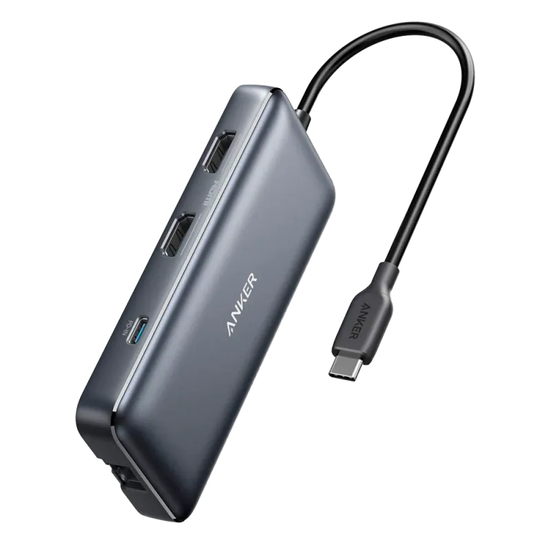 Anker - Hub USB-C 8 en 1 - Admite la carga PD100W - Transferencia de datos de 5Gbps - Admite resolución 4K@60Hz - 2x...