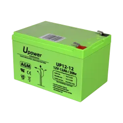 Upower - Batería recargable - Tecnología plomo ácido AGM - Voltaje 12 V - Capacidad 12.0 Ah - 101 x 151 x 98 / 3800 g...