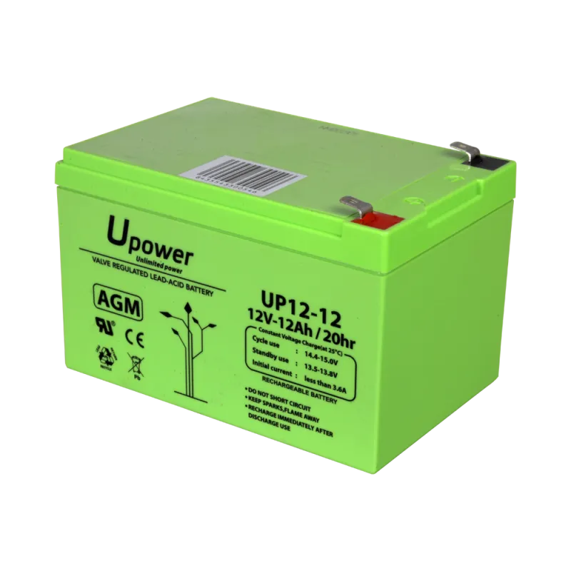 Upower - Batería recargable - Tecnología plomo ácido AGM - Voltaje 12 V - Capacidad 12.0 Ah - 101 x 151 x 98 / 3800 g...