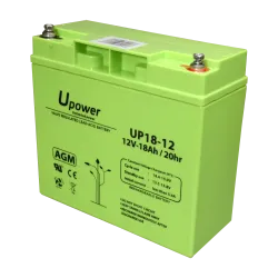 Upower - Batería recargable - Tecnología plomo ácido AGM - Voltaje 12 V - Capacidad 18.0 Ah - 167.5 x 181.5 x 77 / 57...