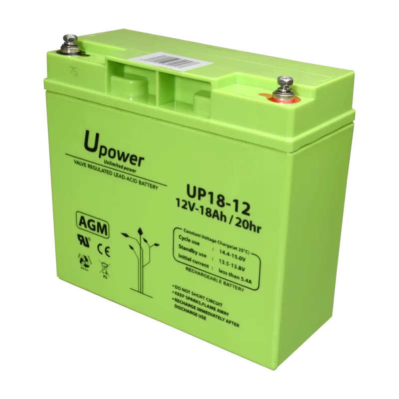 Upower - Batería recargable - Tecnología plomo ácido AGM - Voltaje 12 V - Capacidad 18.0 Ah - 167.5 x 181.5 x 77 / 57...