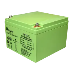 Upower - Batería recargable - Tecnología plomo ácido AGM - Voltaje 12 V - Capacidad 26.0 Ah - 125 x 166.5 x 175 / 844...