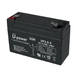 Upower - Batería recargable - Tecnología plomo ácido AGM - Voltaje 4 V - Capacidad 3.5 Ah - 65 x 90 x 34 / 420 g - Pa...