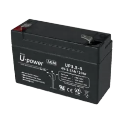 Upower - Batería recargable - Tecnología plomo ácido AGM - Voltaje 4 V - Capacidad 3.5 Ah - 65 x 90 x 34 / 420 g - Pa...