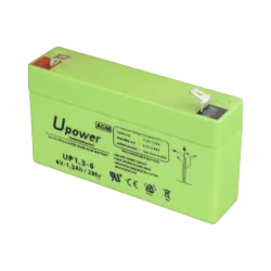 Upower - Batería recargable - Tecnología plomo ácido AGM - Voltaje 6 V - Capacidad 1.3 Ah - 97 x 57.5 x 24 / 290 g - ...