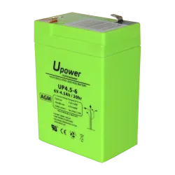 Upower - Batería recargable - Tecnología plomo ácido AGM - Voltaje 6 V - Capacidad 4.5 Ah - 106 x 70 x 47 / 810 g - P...