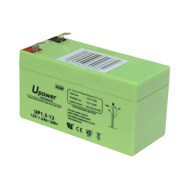 Upower - Batería recargable - Tecnología plomo ácido AGM - Voltaje 12 V - Capacidad 1.3 Ah - 58 x 97 x 43 mm / 570 g ...