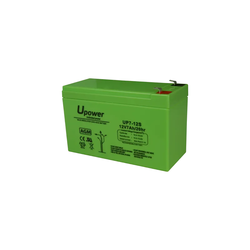 Upower - Batería recargable - Tecnología plomo ácido AGM - Voltaje 12 V - Capacidad 7.0 Ah - 93.5 x 151 x 65 mm / 218...