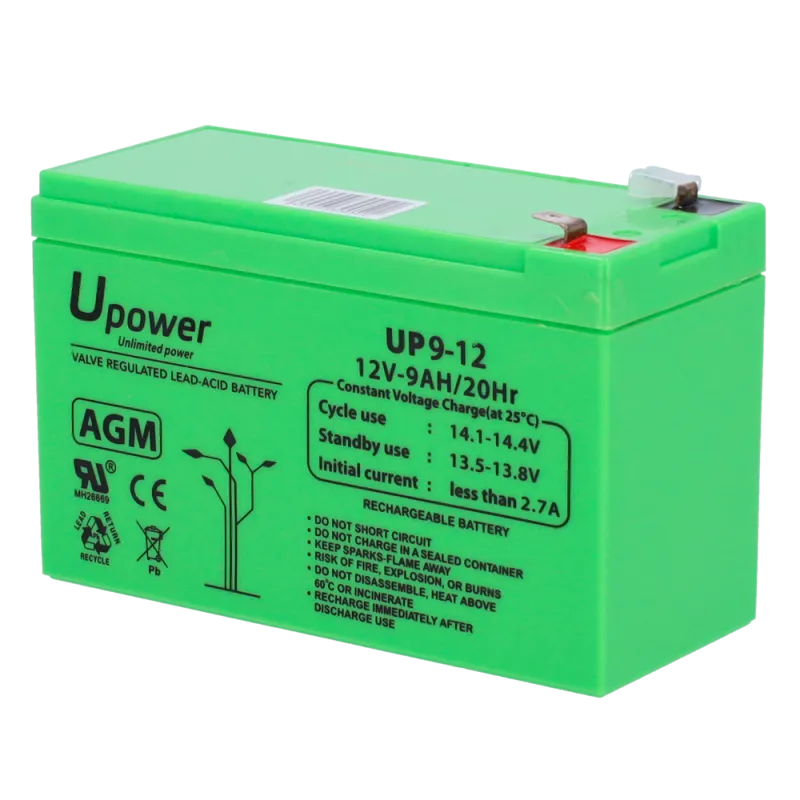 Upower - Batería recargable - Tecnología plomo ácido AGM - Voltaje 12 V - Capacidad 9.0 Ah - 95 x 151 x 65 mm / 2660 ...
