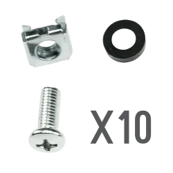 Tornillería - Apto para racks - Métrica M6 - 10 unidades - Tuerca - Tornillo y separador