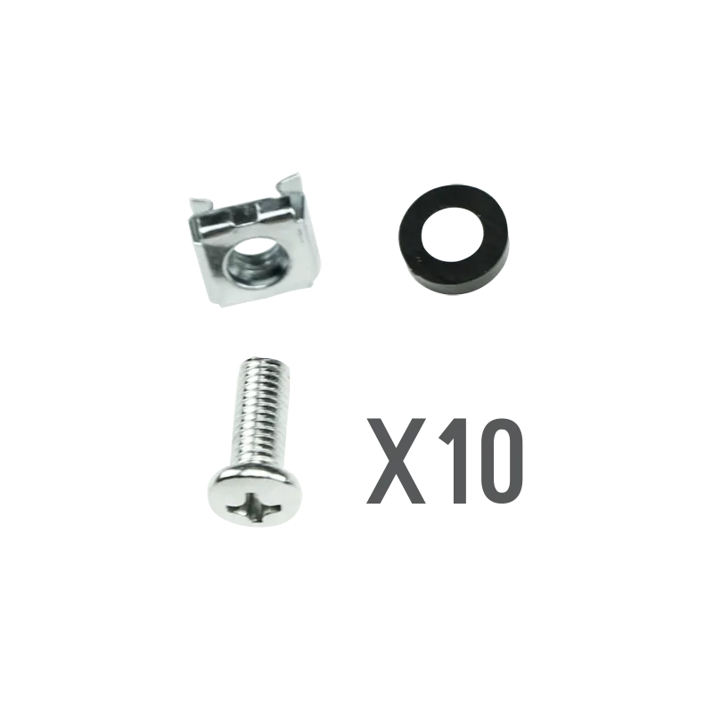 Tornillería - Apto para racks - Métrica M6 - 10 unidades - Tuerca - Tornillo y separador