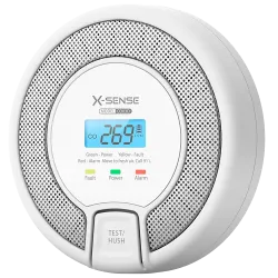 Detector de CO autónomo X-Sense - Batería reemplazable - Indicador luminoso de alarma - Alarma sonora 85 dB a 3m - Bo...