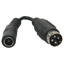 Adaptador DC - 105 mm de largo - Conector hembra Mini Din - Conector macho estándar - Adapta alimentador estándar - P...