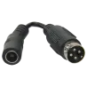 Adaptador DC - 105 mm de largo - Conector hembra Mini Din - Conector macho estándar - Adapta alimentador estándar - P...