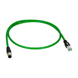 Conector adaptador M12 macho a RJ45 macho - Ethernet - Especial para aviación - Longitud 0.1 m