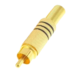 Conector - RCA macho para soldar - Cable paralelo audio - Para cables de Ø 6mm - Recubrimiento anticorrosión - 10g