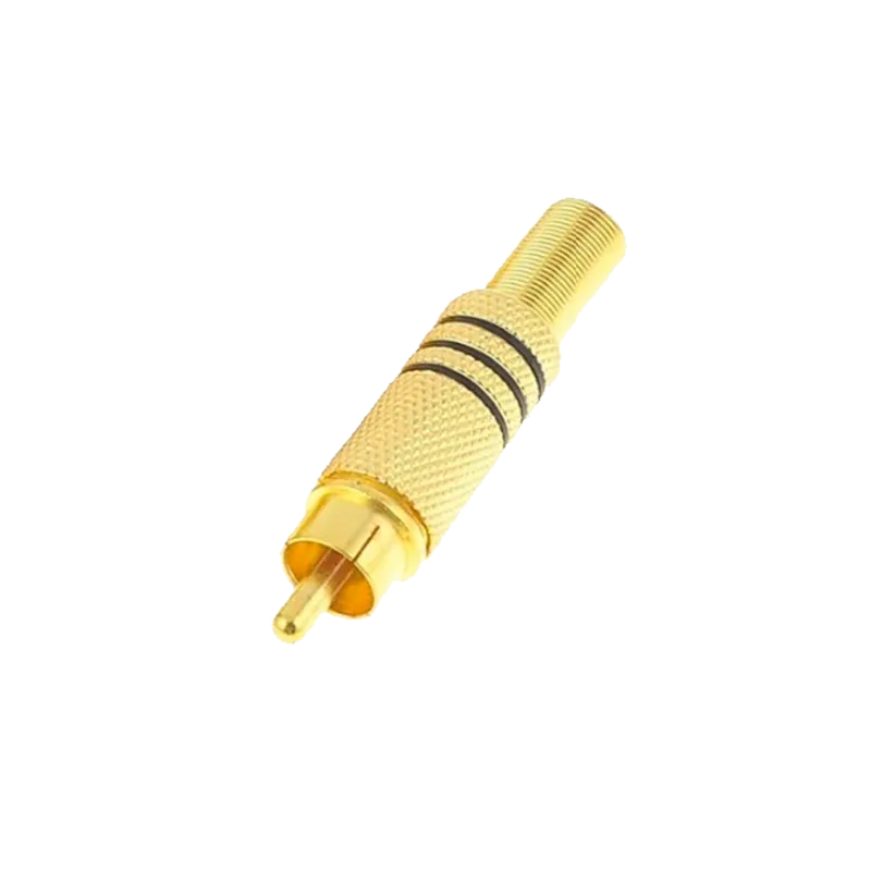 Conector - RCA macho para soldar - Cable paralelo audio - Para cables de Ø 6mm - Recubrimiento anticorrosión - 10g