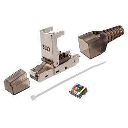 Conector RJ45 - Compatible con cable FTP Cat 6 - Carcasa de metal - Fácil instalación sin necesidad de herramientas