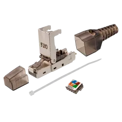 Conector RJ45 - Compatible con cable FTP Cat 6 - Carcasa de metal - Fácil instalación sin necesidad de herramientas