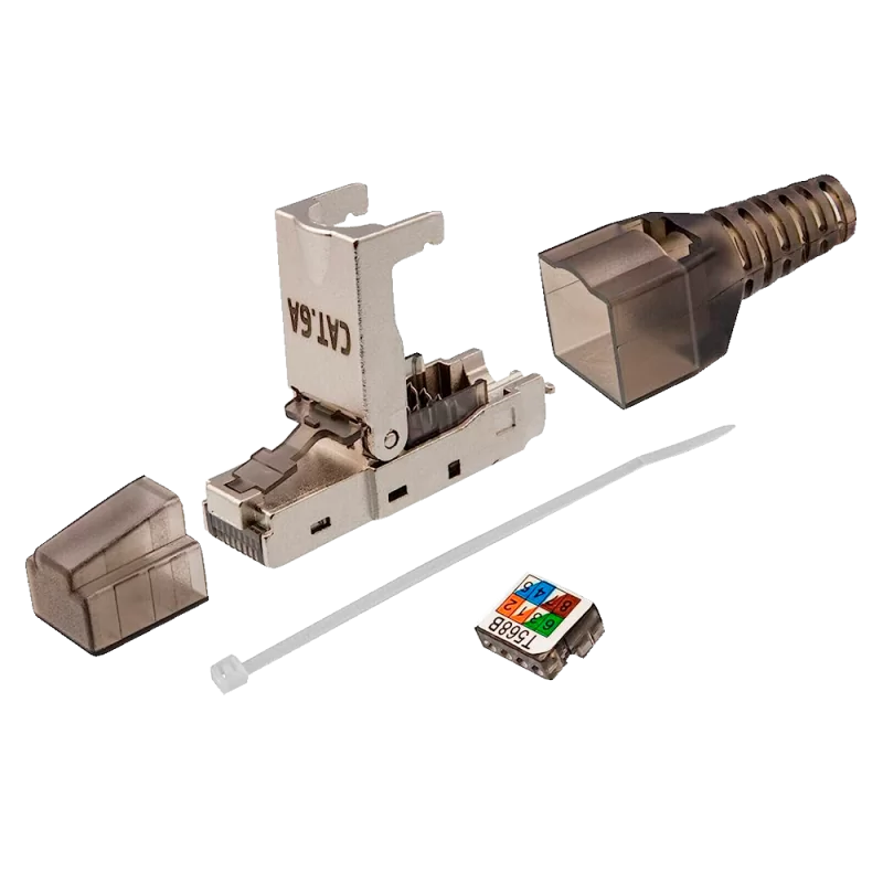 Conector RJ45 - Compatible con cable FTP Cat 6A - Carcasa de metal - Compatible con cables AWG32 - Fácil instalación ...