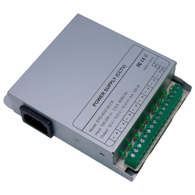 Fuente de alimentación conmutada - Salida DC 12 V 10 A / 120 W - 8 salidas - Voltaje entrada 100 V ~ 240 V - 33 (Al) ...