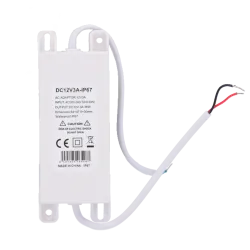 Fuente de alimentación - Salida DC 12 V, 3 A - Salida AC 230V 50Hz - Impermeable IP67 - Protección: Sobrecarga/Sobrev...