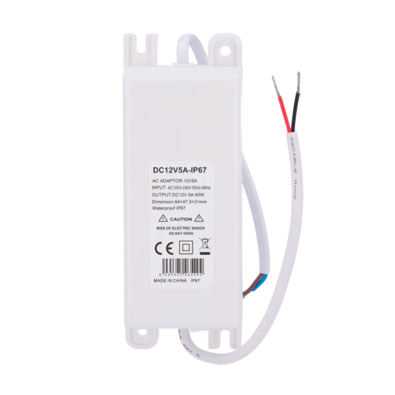 Fuente de alimentación - Salida DC 12 V 5 A - Salida AC 230V 50Hz - Impermeable IP67 - Protección: Sobrecarga/Sobrev...