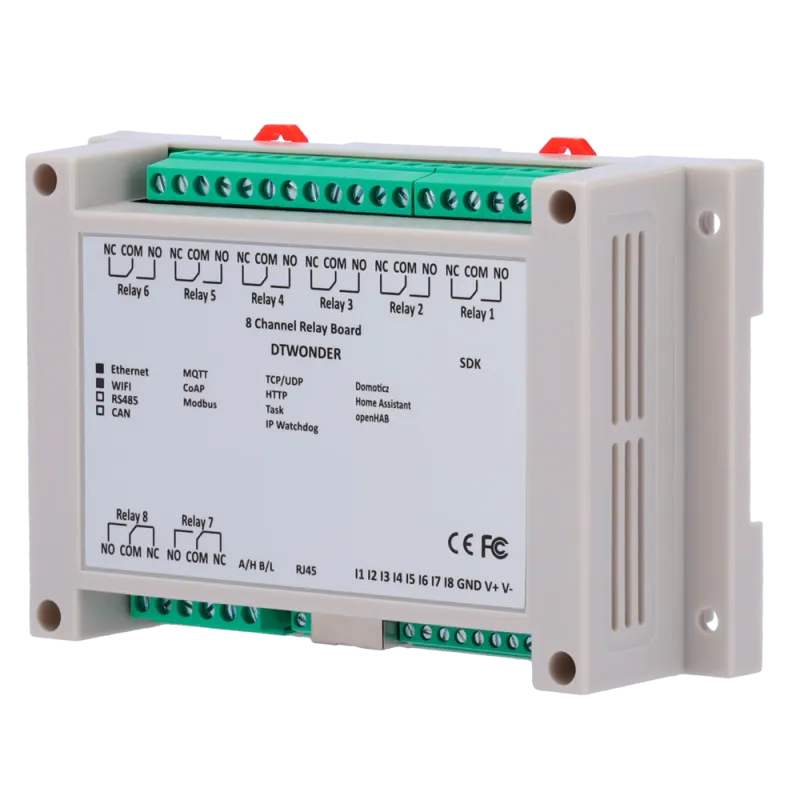 Módulo de adquisición y control de datos - 8 entradas digitales / 8 salidas de relé (NA/NC) - Protocolos: Modbus/TCP,...