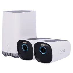 Kit 2 Cámaras 4K solar + 1 HomeBase 3 - Detección Humanos, mascotas y vehículos - HomeBase WiFi con sirena - Almacena...