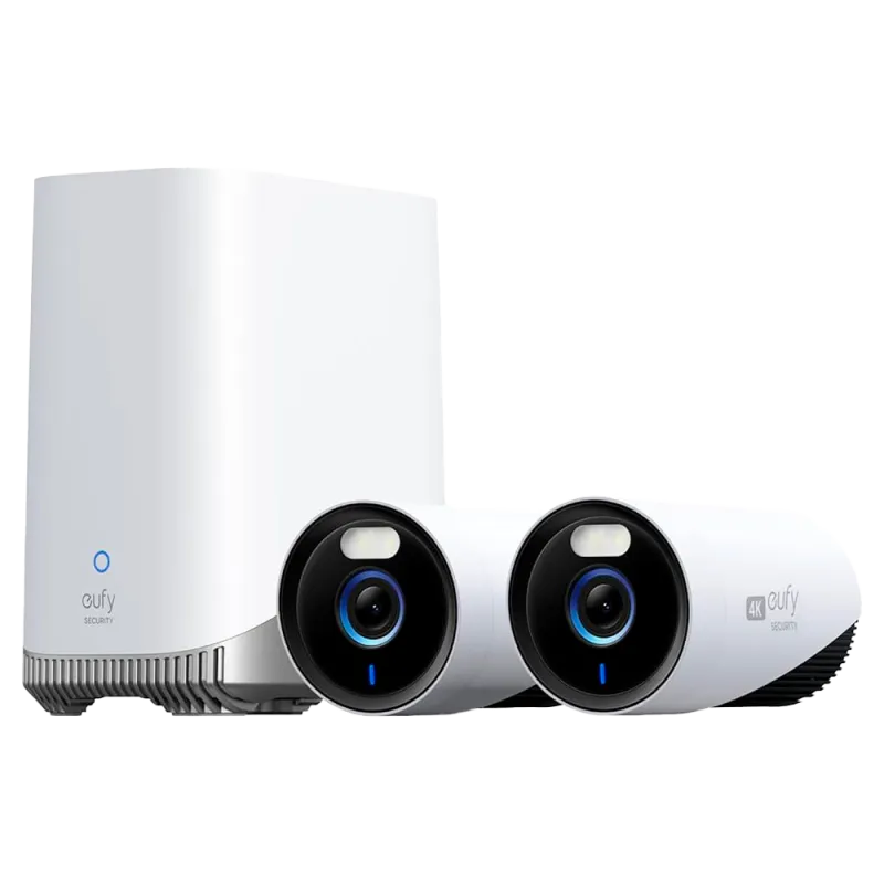 Kit 2 Cámaras + 1 HomeBase 3 Eufy by Anker - 4K /Detección Humanos, mascotas y vehículos - HomeBase WiFi con sirena -...