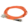 Cable de fibra - Dúplex - Multimodo - Conector SC a ST - 5 metros - Color naranja