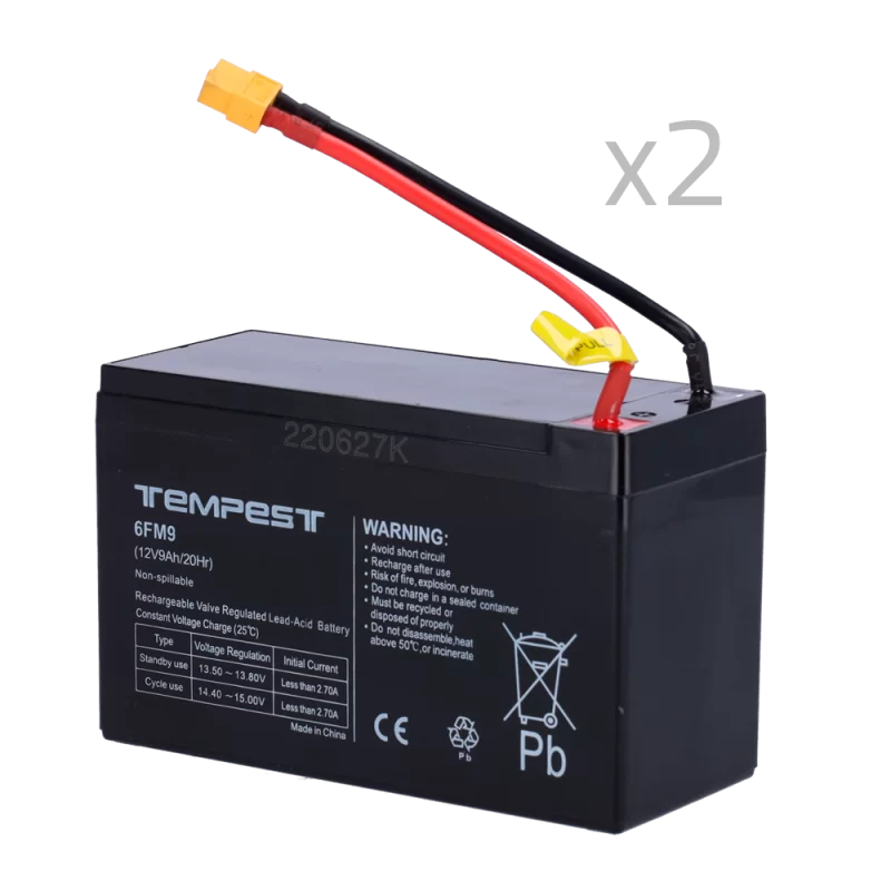 Batería para TEMPEST-BAT300 URFOG - 12V / 9Ah - Conectores especiales - Recambio sencillo - Incluye 2 baterías