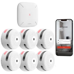 Kit de detección de incendio autónomo X-Sense - Inlcuye 6 detectores de humo XS01-M y Hub SBS50 - Conexión con HUB SB...