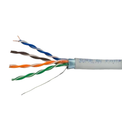 Cable FTP - Categoría 5E - Rollo de 305 metros - Cubierta color gris - Diámetro 5.5 mm - Compatible con Baluns