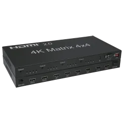 Multiplicador de señal HDMI - 4 entradas HDMI - 4 salidas HDMI - Hasta 4K (entrada y salida) - Permite control remoto...