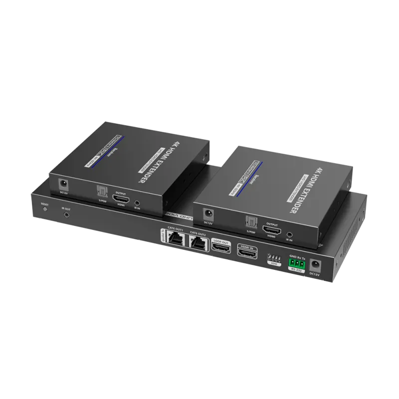 Splitter-Extensor HDMI 1x2 - 1 transmisor / 2 receptores - Resolución hasta 4K@60Hz - Alcance hasta 70m - Sobre cable...