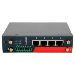 Hongdian Router Industrial 4G - 4G Cat 4 - 4 puertos PoE+ Ethernet RJ45 10/100/1000 - Ranura tarjeta SIM 4G/3G - Pue...