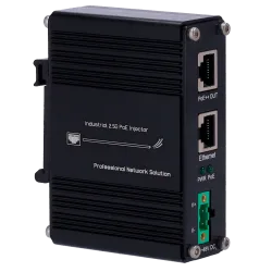 Inyector Hi-PoE Industrial - Entrada RJ45 10/100/1000/2,5 Base-T - Potencia total 60 W - Distancia máxima 100 m - PoE...