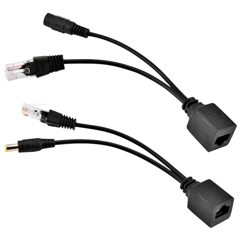 Inyector y Splitter PoE pasivo - Requiere utilizar la pareja incluida - Entrada y salida hasta 48 V - Conectores RJ45...