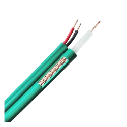 Cable coaxial KX6 - Vídeo y alimentación - Rollo de 100 metros - Cubierta color verde - Cables separados paralelos - ...