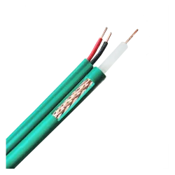 Cable coaxial KX6 - Vídeo y alimentación - Rollo de 100 metros - Cubierta color verde - Cables separados paralelos - ...